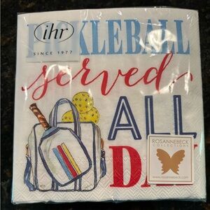 IHR Pickleball Served All Day Cocktail Napkins Pack of 20. 5” by 5” folded. New!